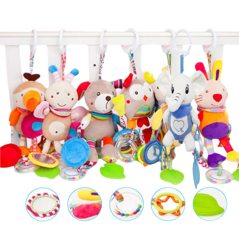 Travel Accessories For Toddlers - Soft Stuffed Animal Baby Rattles Hand