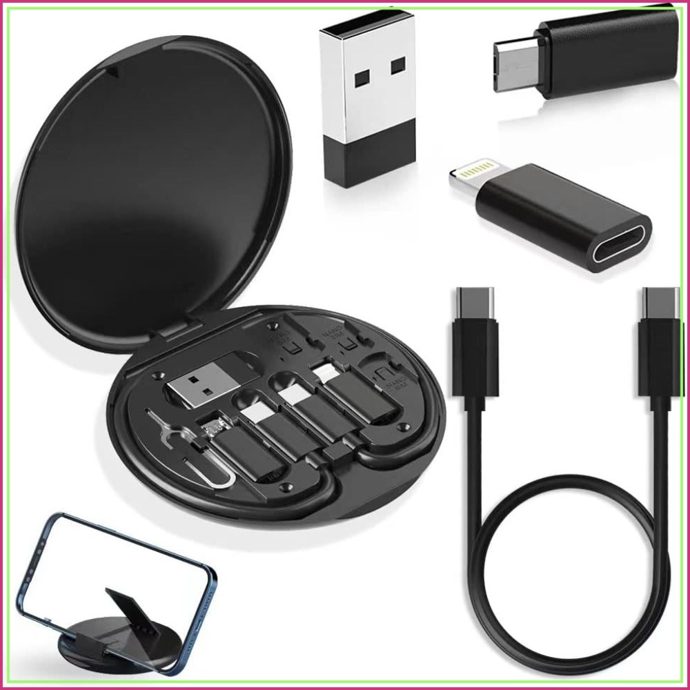 Sim Card Holder Case - USB Adapter Kit, Travel Charging Organizer